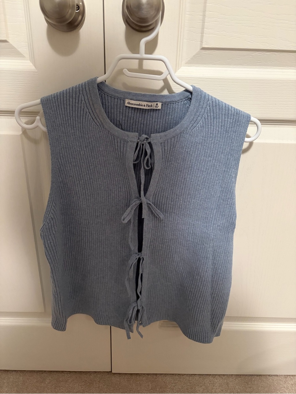 Abercrombie & Fitch Girls Dusty Blue Ribbed Tie-Front Tank